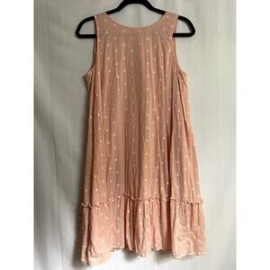 Ann Taylor LOFT Peach Swiss Dot Cotton Swing Dress - SM
